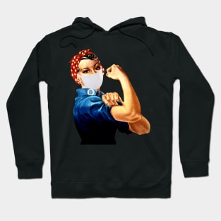 Rosie the Riveter with a Face Mask Hoodie